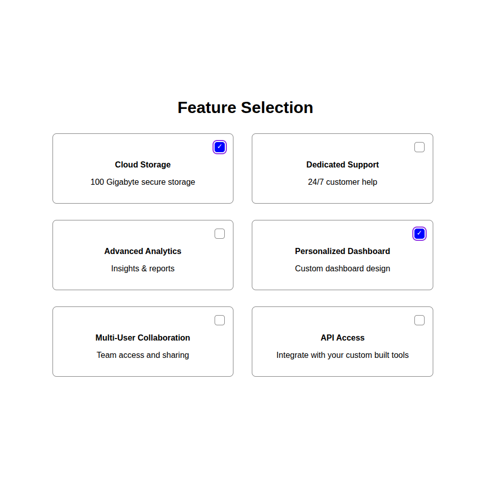 Preview of Feature Selection Page