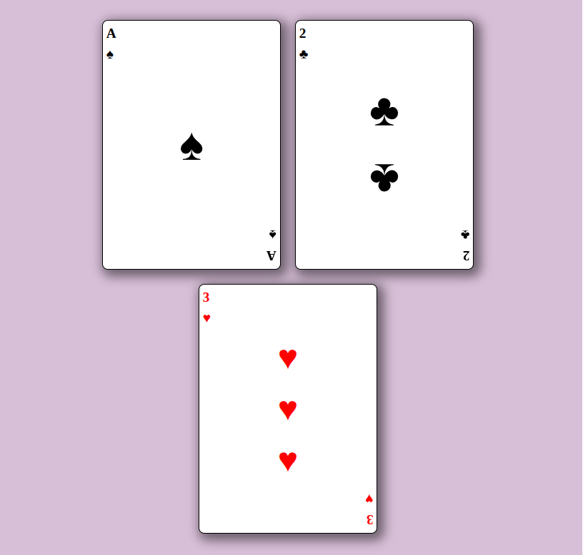 Preview of three styled playing cards